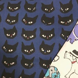 生地 猫 フェイス柄 1m と犬柄生地