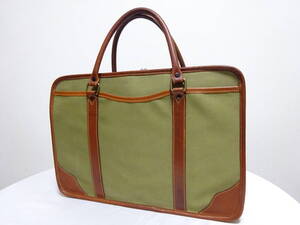 ETTINGERetinga- парусина × кожа портфель Canvas Putney Briefcase портфель оливковый ENGLAND производства Британия производства 