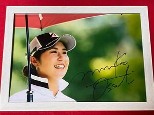 JLPGA 大里桃子 2019.7.27 センチュリー21 直筆サイン入りA4生写真 額装品