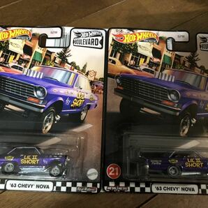 2台セット 63 Chevy Nova シボレー ノバ ノヴァ Hot Wheels BOULE VARD ブールバード ホットウィール lil Ⅱ short ギャッサーの画像1