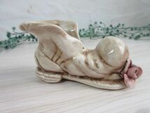 ヴィンテージ イタリア製　陶器の置物　ブーツ型陶花のデコレーション　小物入れ・ペンホルダー　インテリア雑貨　保管品_画像4