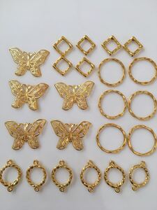 透かしパーツ ゴールドチャーム ハンドメイドピアス パーツ ゴールドフープ まとめ売り