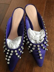 new goods ZARA Zara biju rhinestone purple mules pumps shoes 