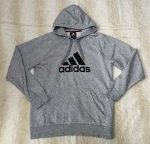 ☆adidas☆アディダス ビッグロゴ スウェット パーカー O グレー系 フーディー ジャケット X30452_画像1