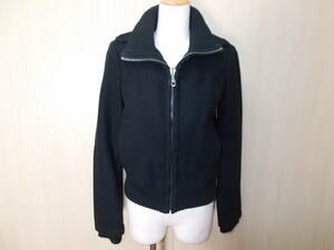 69◆ZARA BASIC ブルゾン ジャケット◆ザラベーシック EUR/USA:Sサイズ 黒色 ウール混素材 ジップアップ 総裏 衿袖裾リブ アウター 3A
