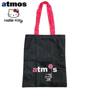 国内正規品■ATMOS(アトモス)×サンリオ HELLO KITTY(ハローキティ) コラボ ナイロン トートバッグ エコバッグ 黒ピンク