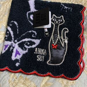 アナスイ ANNA SUI タオルハンカチ スカラップ 猫 ねこちゃん 未使用A