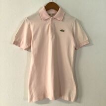 人気 80s 80年代 CHEMISE LACOSTE チャーミーズ ラコステ 鹿の子 半袖 ポロシャツ レディース M相当 ライトピンク_画像2