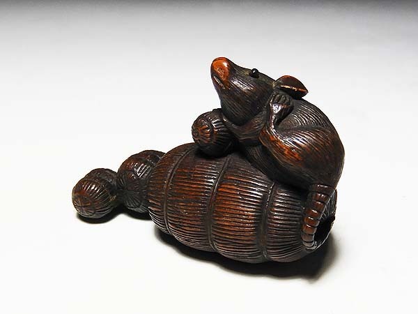 福】提げ物:木彫根付俵鼠| JChere雅虎拍卖代购