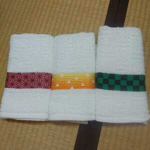  made in Japan .. pattern towel 3ps.@ together set 