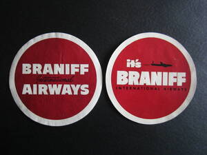 ブラニフ航空■BRANIFF INTERNATIONAL AIRWAYS■丸形ラベル2枚セット■1960's