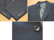 薄黒xストライプ柄２ボタン細身スーツ(Y5,M)セットアップ ノータック_画像5