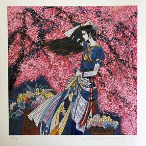 美人画「光降るの夜　春の詩」 人気アーティスト陳貴平のオリジナル、直筆サインポスター 2枚セット