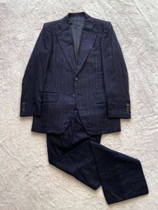 SOVEREIGN top class cashmere 100% size48 navy stripe suit two . button men's Sovereign cashmere jacket pants 