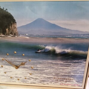 掛け時計 サーフィン 富士山 焼津市 浜当目海岸 レア 貴重 稼働品◎ 単2電池 1980年頃 image 地元サーフショップ◎