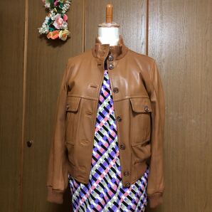 ブルーカルトのレザージャケットです。肌触り柔らかな革ジャンです。デパート購入定価は約3万くらいスタンドカラー袖口はリブ編み