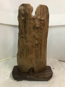 Art hand Auction Складывающийся экран, бамбук, слива, резьба, ручной работы, №220, Изделия ручной работы, интерьер, разные товары, орнамент, объект