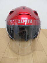 T8） YAMAHA / ヤマハ　バイクヘルメット YJ-14　ZENITH　M(57-58cm)　赤　ジェットヘルメット　収納袋付_画像2