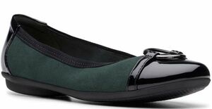 Clarks 25.5cm балет Flat кожа кожа зеленый замша офис формальный спортивные туфли Loafer ботинки туфли-лодочки RR39