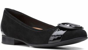 Clarks 23.5cm балет Flat кожа кожа черный замша офис формальный спортивные туфли Loafer ботинки туфли-лодочки RR41