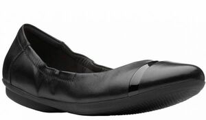 Clarks 23.5cmW балет Flat кожа кожа черный pa палатка колпак офис формальный спортивные туфли Loafer ботинки туфли-лодочки RR40