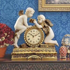 シャトー・カルボーン 天使（ケルビム)のマントル・クロック（置時計）彫刻彫像/ ロココ様式ナポレオン 新築祝い 贈り物(輸入品
