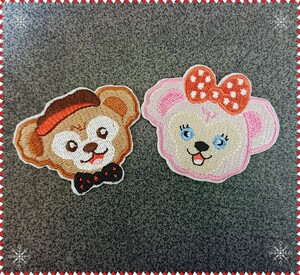 【w-30】 ダッフィーフレンズ 顔のみ 2種類セット ワッペン アップリケ