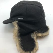 新品未使用 KANGOL(カンゴール) つば付き飛行帽 Lサイズ ブラック WOOL AVIATOR メンズ レディース 秋冬 防寒 トラッパー フライトキャップ_画像2