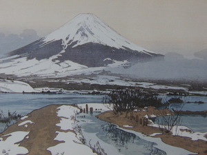 Art hand Auction Hiroshi Yoshida, [Lac Kawaguchi], Provenant d'une rare collection d'art encadrant, Nouveau cadre inclus, En bonne condition, frais de port inclus, Peinture, Peinture à l'huile, Nature, Peinture de paysage