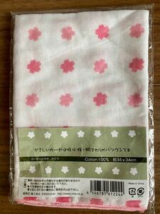 ガーゼハンカチ サクラ 桜 花柄 コットン100% 未開封 新品 手ぬぐい 赤ピンク かわいい