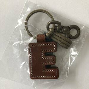  free shipping initial E Brown kita- leather real leather made made in Japan initial key holder Tochigi leather new goods 