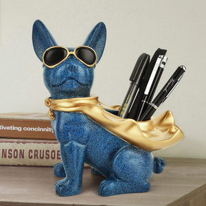 青 犬 ペン 立て ホルダー オフィス デスク 勉強 机 文房具 装飾 飾り インテリア ハサミ 筆記用具 サングラス