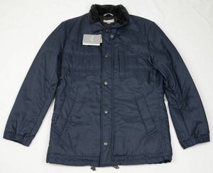 ●YUKI TORII HOMME ユキトリイオム衿ファー付ショートコート中綿ジャケット(M,紺)新品