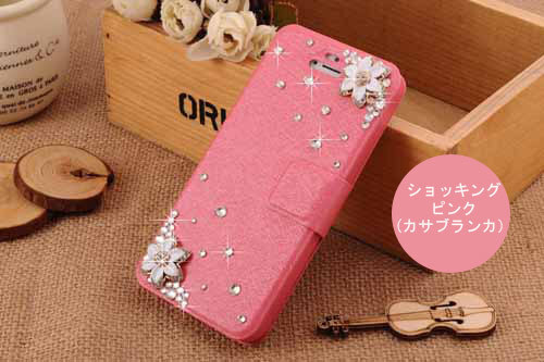 iphone6s レザーケース アイフォン6 カバー iphone6/6s デコケース 手帳型 カード収納 C ショッキングピンク