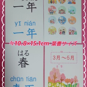 【新商品】中国語ピンイン&音声付 単語カード24枚⑤ 年、四季、月、曜日 ラミネート加工 袋付