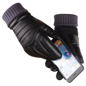  protection against cold glove * gloves imitation leather black / free size 