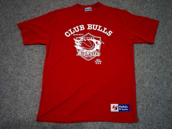 Bjリーグ 岩手 CLUB BULLS 応援Tシャツ USED美品 赤 サイズLL