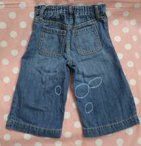 GAP DENIM wide-leg crop jeans 3years 100サイズ 3歳デニムパンツ 子供ポケット付きズボン ギャップ古着 ウエストゴムデニム_画像2