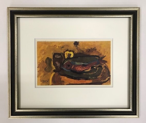 【特価】　　≪　　ジョルジュ ブラック 　　≫　　エリオグラヴュール　　1945年　　POISSON DANS UN PLAT　　 GEORGES　BRAQUE