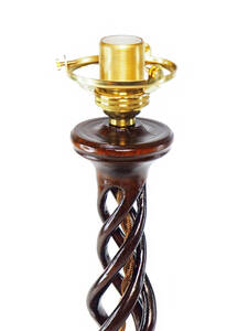 Art hand Auction Openwork twisted wooden lamp stand, one-of-a-kind, table lamp, table light, handmade, for antique furniture lovers 067, antique, collection, electric appliances, illumination
