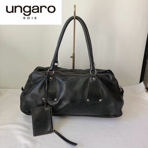 ungaro　ウンガロ　ハンドバッグ　ブラック　レザー　バッグ　レディース