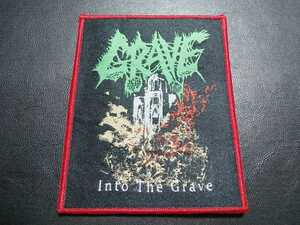 GRAVE 刺繍パッチ ワッペン into the grave 赤枠 / exhumed dismember death morbid angel entombed nihilist autopsy demolition hammer