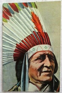 絵葉書戦前　少年楽部絵はがき　アメリカ　インディアンの酋長