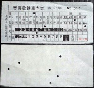 481☆☆乗車券・栗原電鉄・車内券・☆