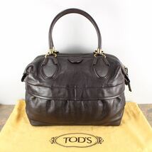 TOD'S LEATHER BOSTON BAG MADE IN ITALY/トッズレザーボストンバッグ_画像1