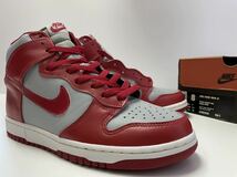 デッド 99年製 希少 新品 NIKE DUNK HIGH LE ナイキ ダンクハイ ネバダ 赤灰 カレッジカラー us 8 JP 26 ビンテージ レアカラー 正規品_画像1