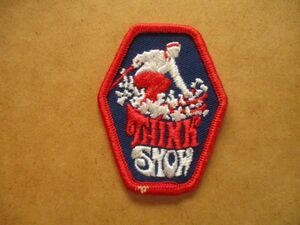 80s THINK SNOW スキー ビンテージ刺繍ワッペン/米国 雪山スキー旅行スーベニア雪USAアウトドア V153