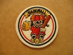 70s BASEBALL DOG 犬 いぬ イヌ 野球ビンテージ刺繍ワッペン/プロ野球レトロ昭和Patches読売キャラクターかわいいパッチ V155