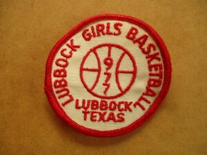 70s ラボック ガールズ バスケットボール『LUBBOCK GIRLS BASKETBALL』テキサス刺繍ワッペン/バスケ1977パッチUSAスポーツ米アメリカ V156