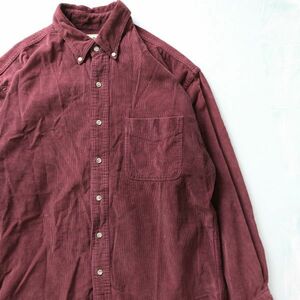 90's LLBean LLビーン ボタンダウン コーデュロイシャツ エンジ (S) コットン 旧タグ 90年代 オールド